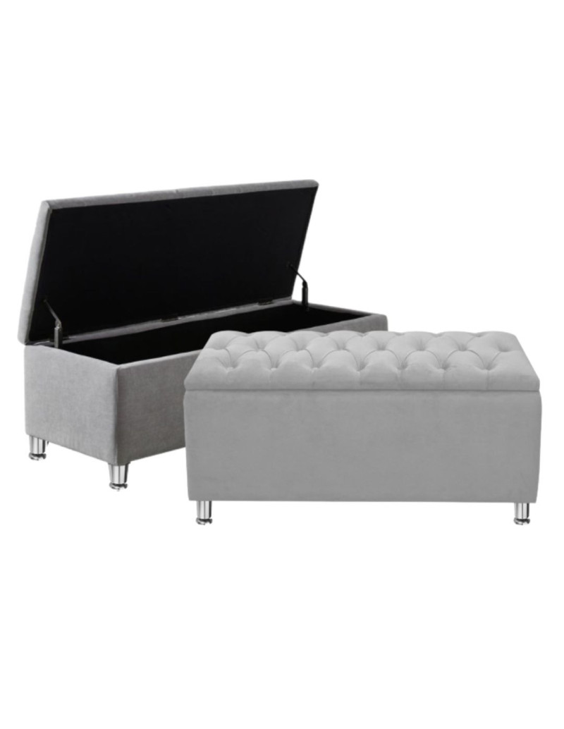 Cama Doble con Cabecero Paris Gris Plata