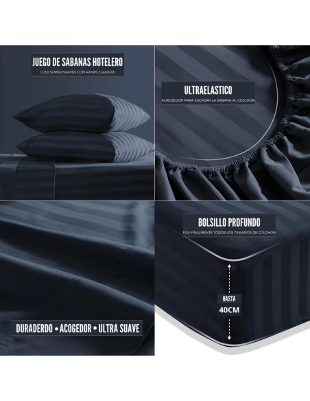 Combo Mousai cama queen + colchon 1 Pillow 26 cm + cabecero GRATIS sabanas 300 hilos