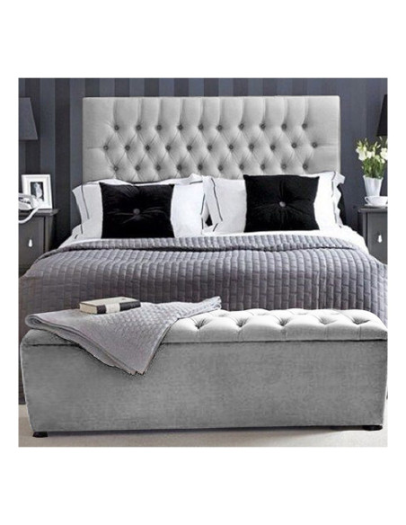 Combo Cama Cabecero Puff Baul King Paris.