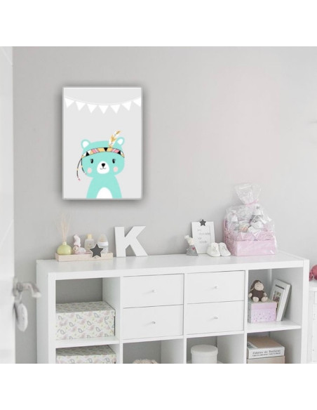 CUADRO INFANTIL OSITO INDIO (40X40X5)