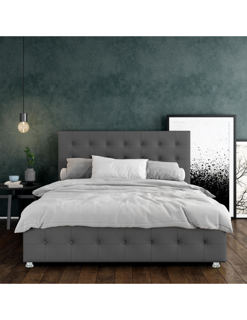 Cama King con  Cabecero Capital Gris...
