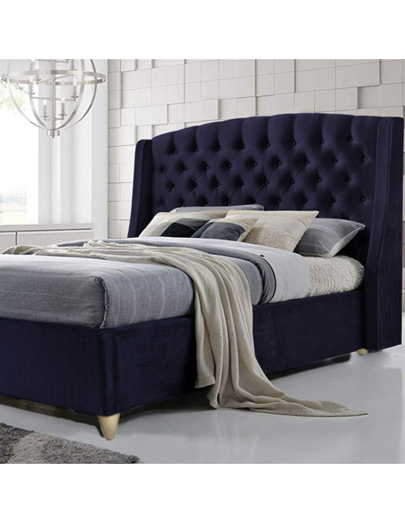 Cama Doble con Cabecero Italia Azul