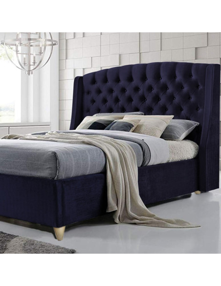 Cama Doble con Cabecero Italia Azul