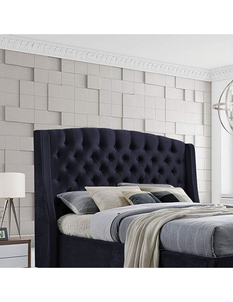 Cama Doble con Cabecero Italia Azul