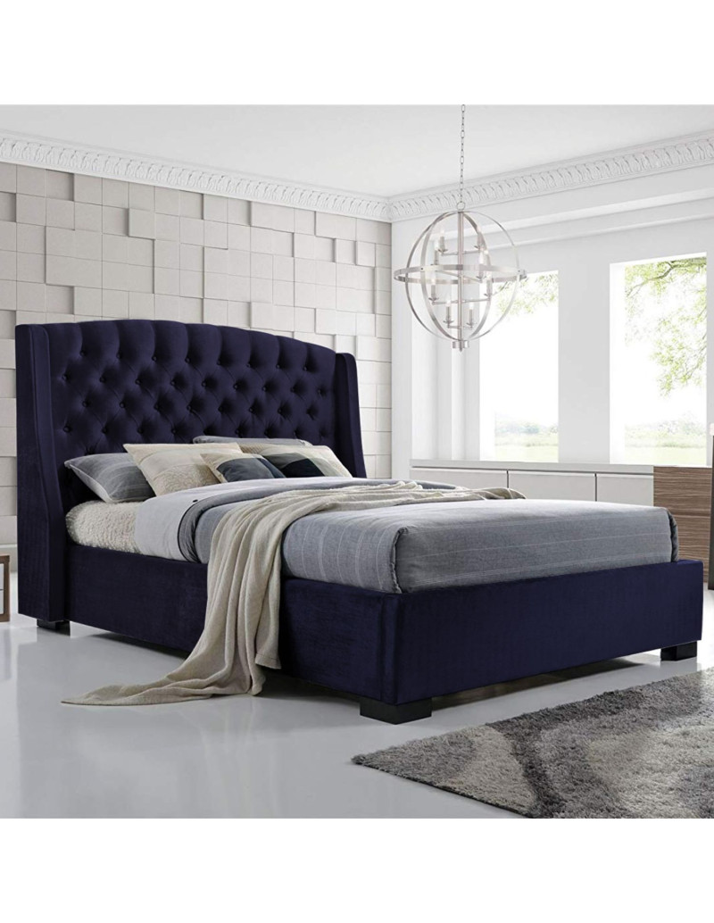 Cama Doble con Cabecero Italia Azul