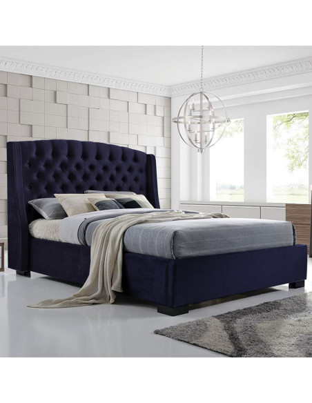 Cama Doble con Cabecero Italia Azul