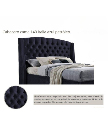 Cama Doble con Cabecero Italia Azul
