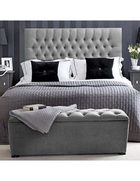 Cama Doble con Cabecero Paris Gris Plata