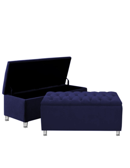 Cama Doble con Cabecero Paris Azul