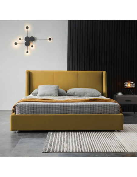 Combo Mousai Cama Semi Doble + Colchon 1 Pillow 26 Cm + Cabecero Mostaza Gratis Sabanas 300 Hilos