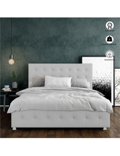 Combo Cama Cabecero Gris...