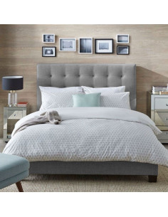 Combo Cama Cabecero Gris...