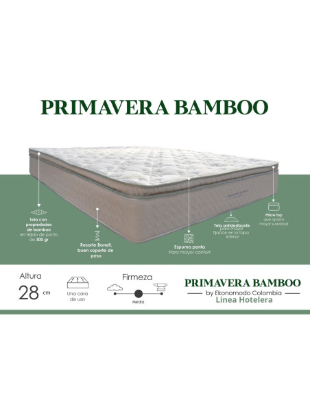 Combo Mousai Cama Doble + Colchon 1 Pillow 26 Cm + Cabecero Café Gratis Sabanas 300 Hilos