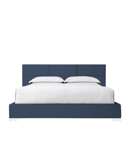 Combo Cama Delhi Semidoble + Colchón Semiortopedico Con 1 Pillow Top, Azul