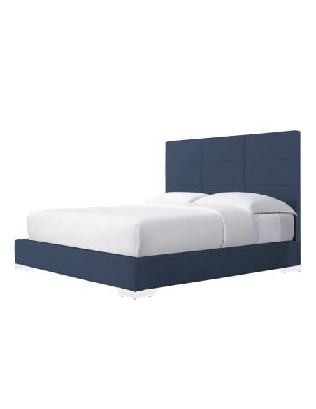 Combo Cama Delhi Semidoble + Colchón Semiortopedico Con 1 Pillow Top, Azul