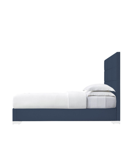 Combo Cama Delhi Semidoble + Colchón Semiortopedico Con 1 Pillow Top, Azul