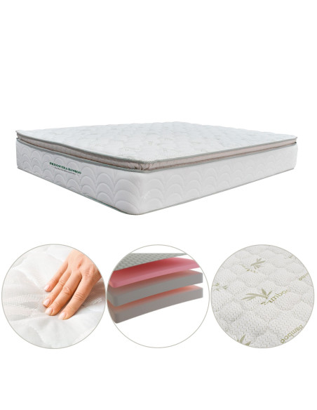 Combo Cama Delhi Semidoble + Colchón Semiortopedico Con 1 Pillow Top, Azul