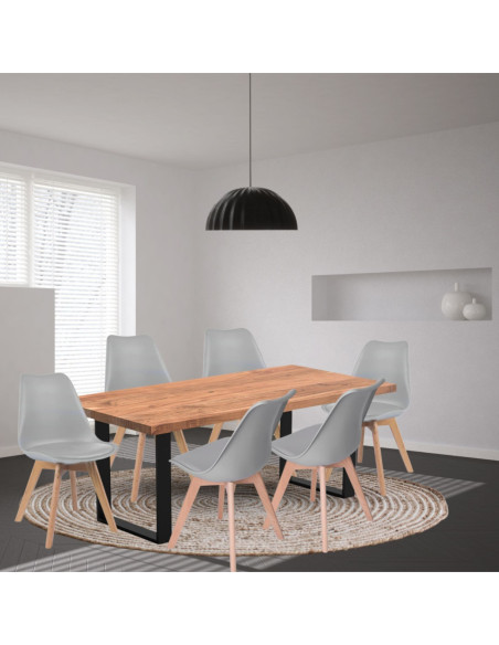 Comedor Celeno macadamia 30mm + 6 silla milano