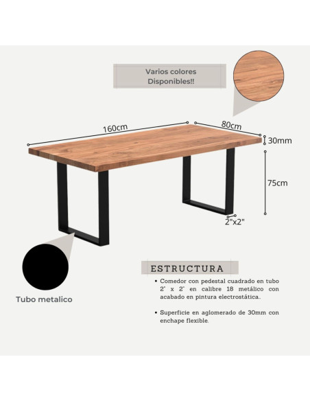 Comedor Celeno macadamia 30mm + 6 silla milano