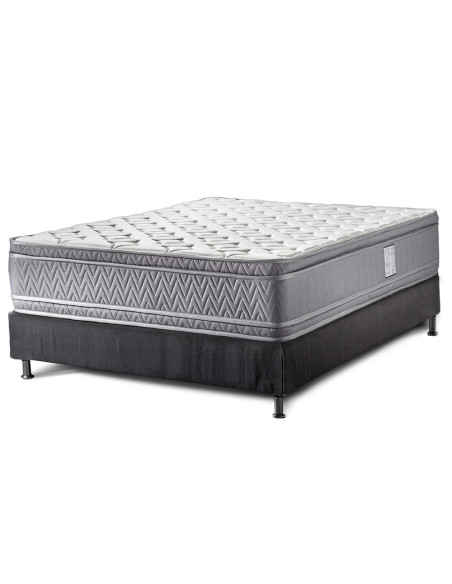 Combo Cama + Colchón 2 Pillow + Cabecero Doble Aliss, Gris plomo
