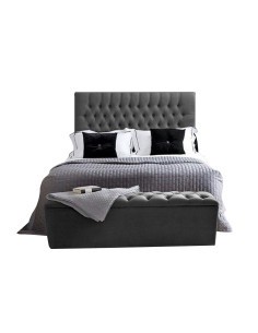 Combo Cama Cabecero Gris...