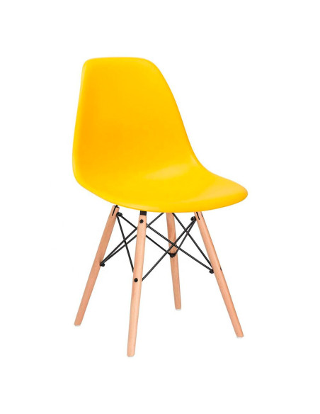 COMEDOR ZELL OVALADO 4 PUESTOS CON SILLAS EAMES AMARILLAS