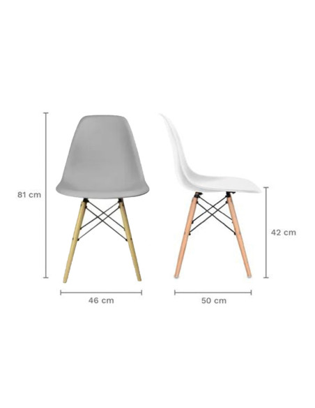 COMEDOR ZELL OVALADO 4 PUESTOS CON SILLAS EAMES AMARILLAS